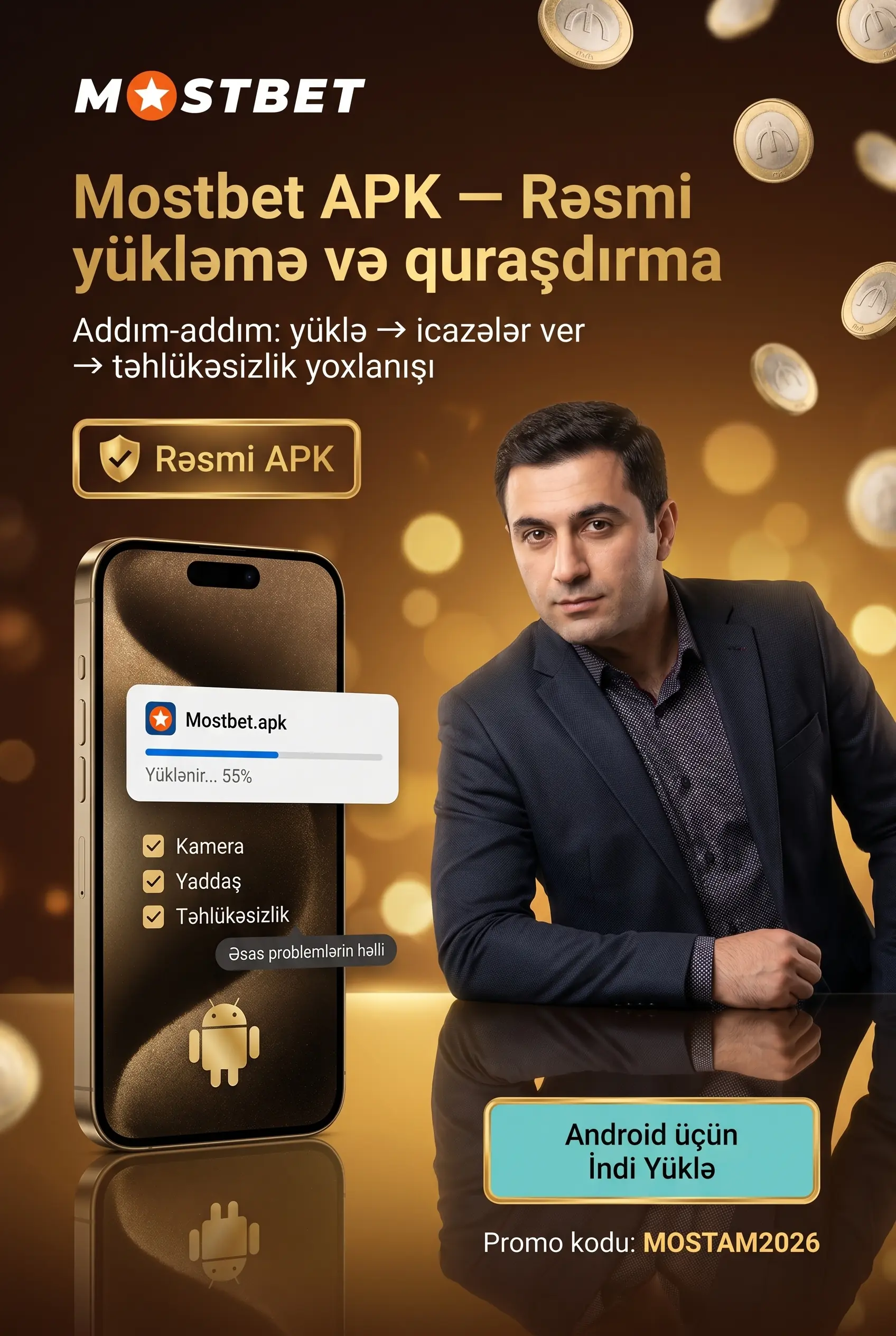 Android-də Mostbet APK yükləmə